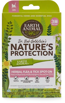 Earth Animal Flea & Tick CAT Herbal Spot On 3pk (.03oz/1ml per tube)