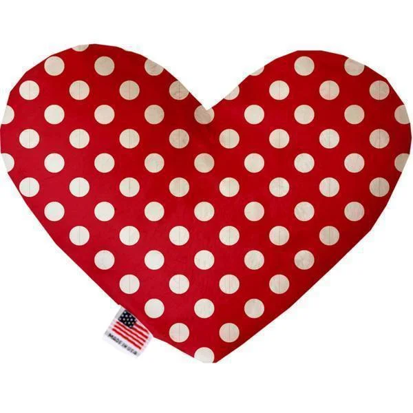 Heart Dog Toy Stuffing Free Red Swiss Dots