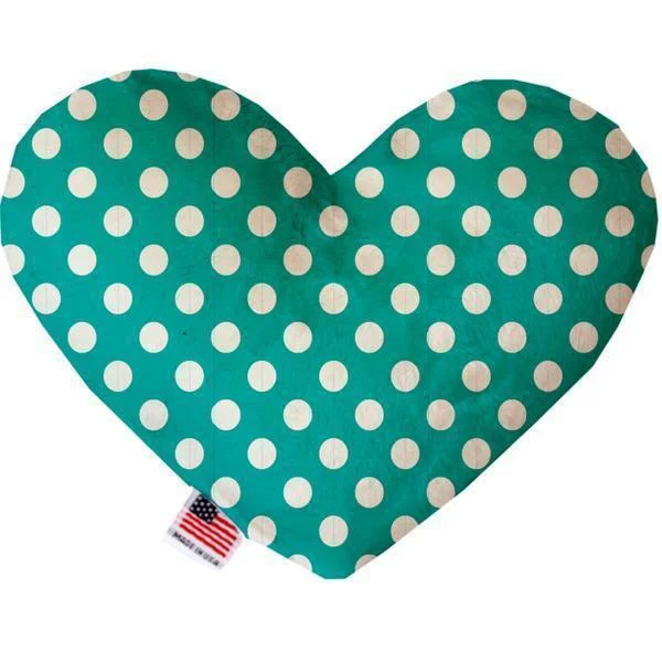 Heart Dog Toy Stuffing Free Seafoam Green Swiss Dots