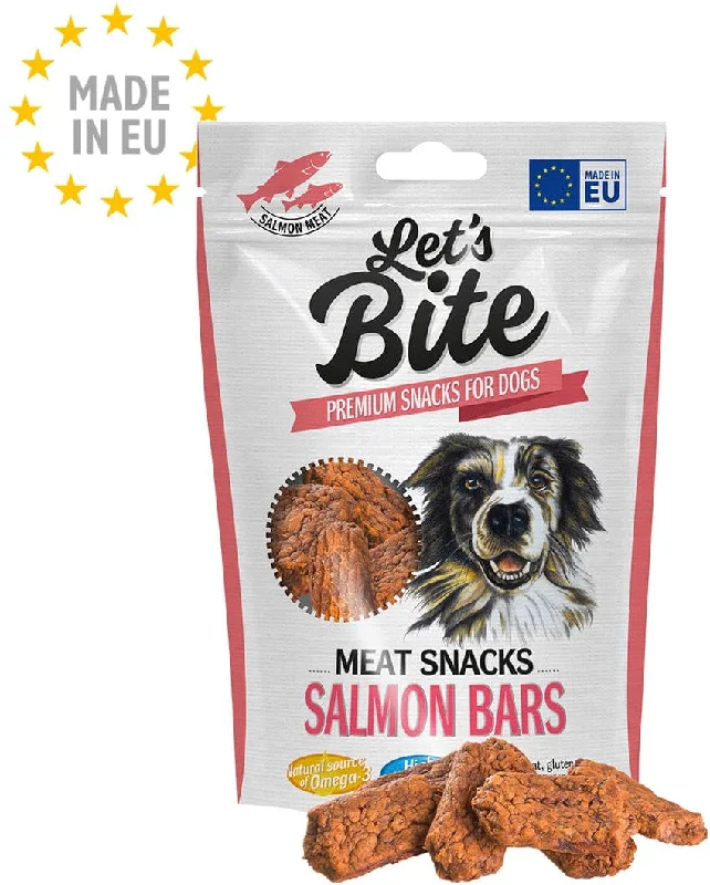 Let's Bite Meat Snacks - recompense pentru câini, batoane cu Somon 80g