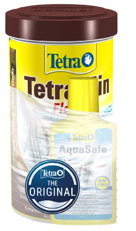 TETRA Min Flakes Hrană pentru peşti tropicali 500ml + Aqua Safe 100ml GRATIS