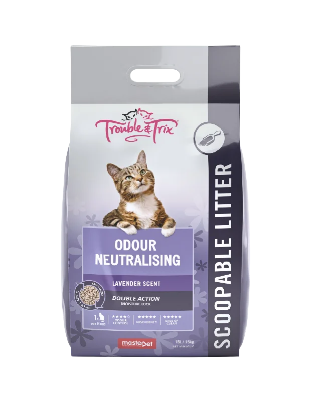 Trouble and Trix Odour Neutralising Lavender Clumping Cat Litter 15L