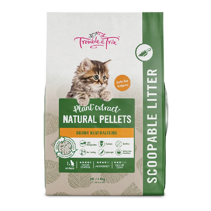 Trouble and Trix Plant Natural Scent Extract Natural Pellet Cat Litter 10L