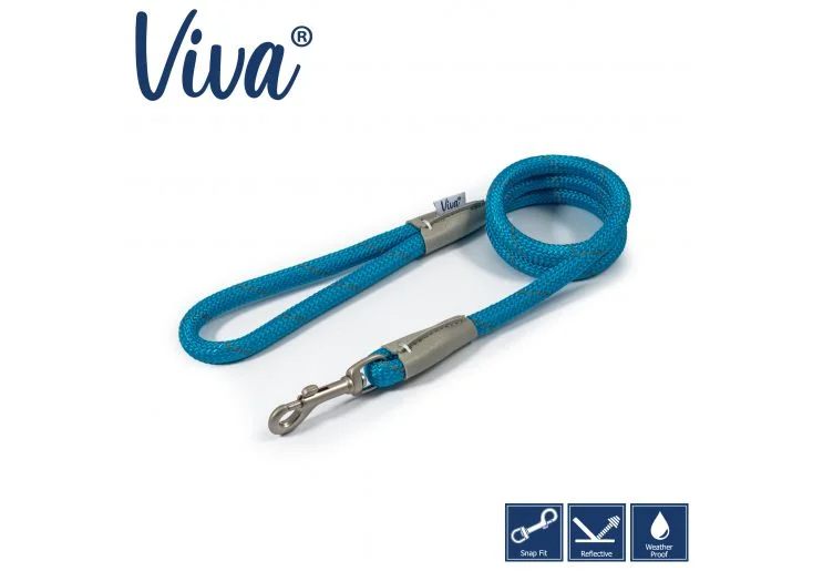 Ancol - Viva Nylon Reflective Rope Snap Lead - Blue - 107cm x 10mm (Max 30kg)